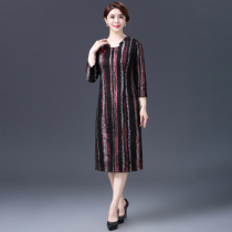 2021 autumn and winter New Improved low collar cheongsam 50 years old middle-aged female mother fashion foreign style long sleeve size dress