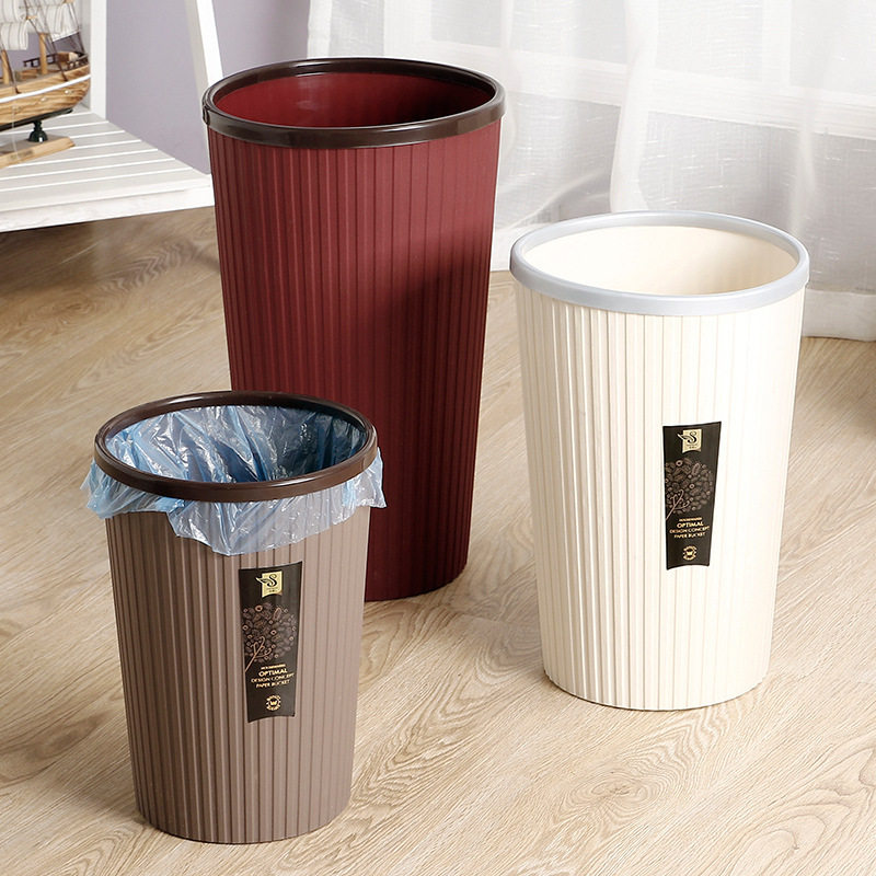 With Press Circle Kitchen Toilet Home Trash Can Creative Trash Cans Plastic Waste Bin No Cover-Taobao