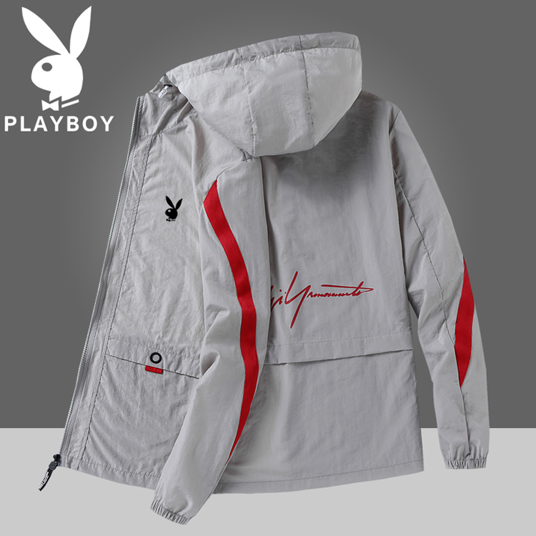 Quần áo chống nắng Playboy nam mùa hè siêu mỏng áo khoác thoáng khí thể thao áo gió ngoài trời quần áo chống nắng quần áo - Áo khoác đôi ao khoac nam