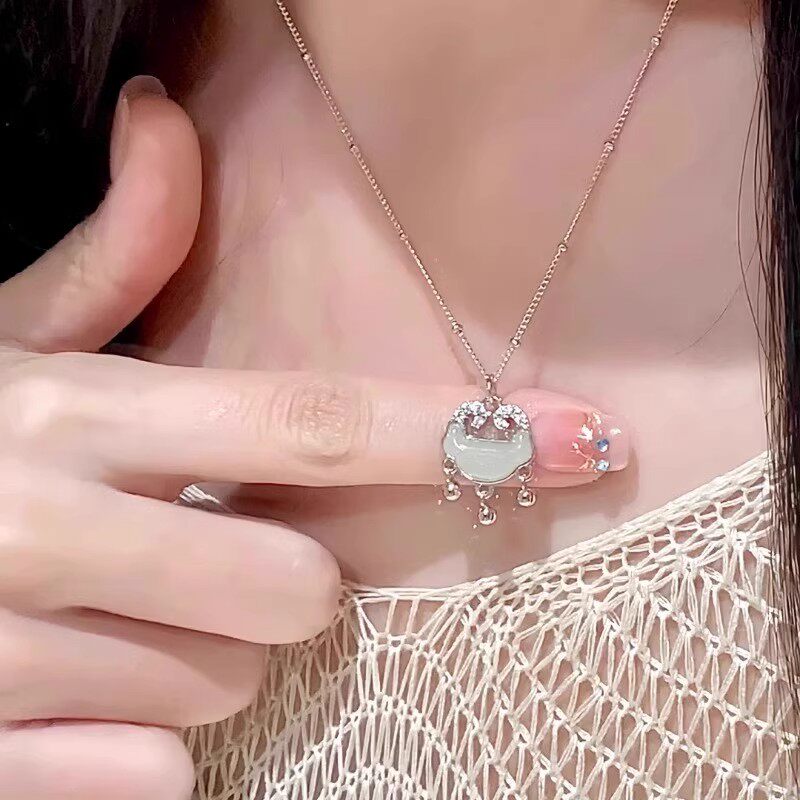 S999 スターリングシルバーネックレス（女性用）、和田翡翠安全ロック、高級セーターチェーン - 彼女への誕生日プレゼントに最適
