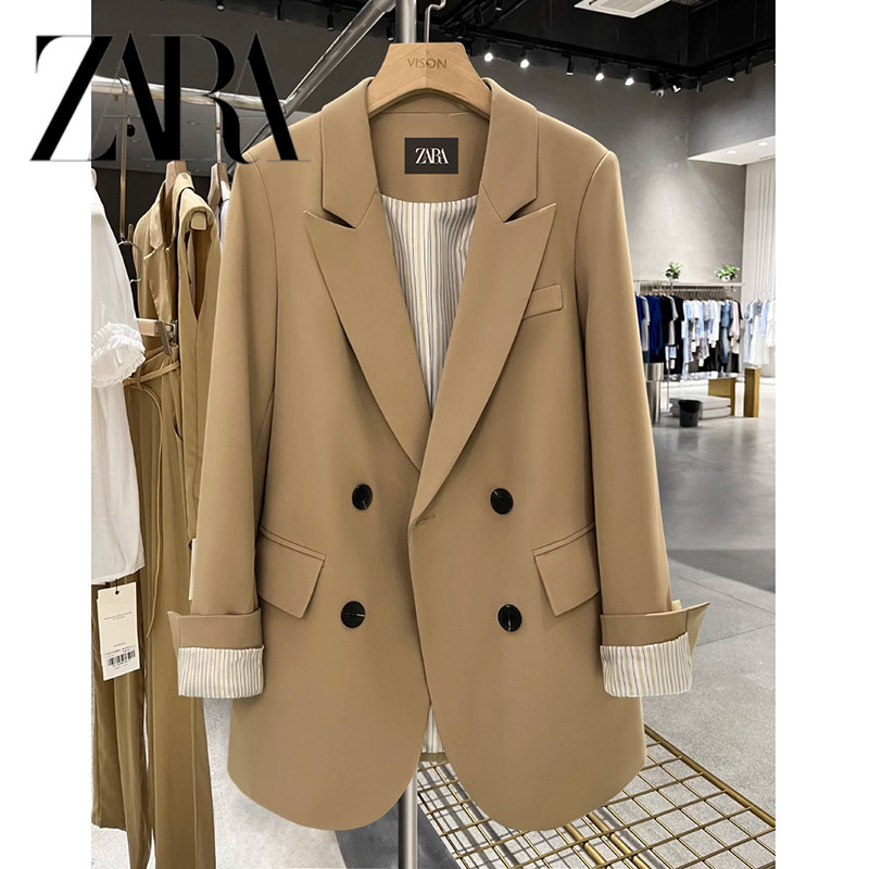 Женский пиджак ZARA, новинка 2025 года, весенне-осенний темпераментный женский высококачественный повседневный свободный маленький костюм Изображение 1