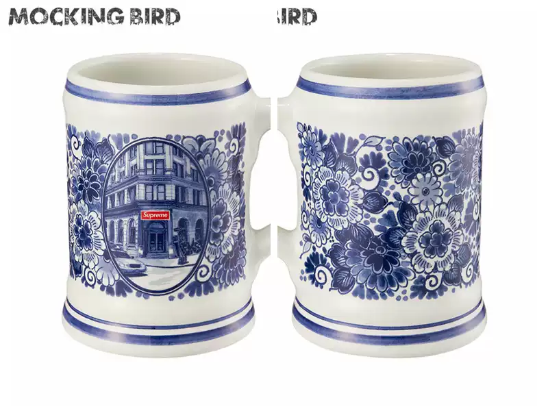 Supreme 21SS Royal Delft 190 Bowery Beer Mug青花瓷啤酒马克杯