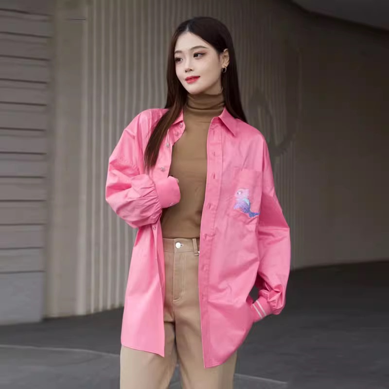 Amash Mall Same Style Genuine 2026 Spring New Small Dinosaur Rhinestone Letter Long-Sleeve Shirt 5301081