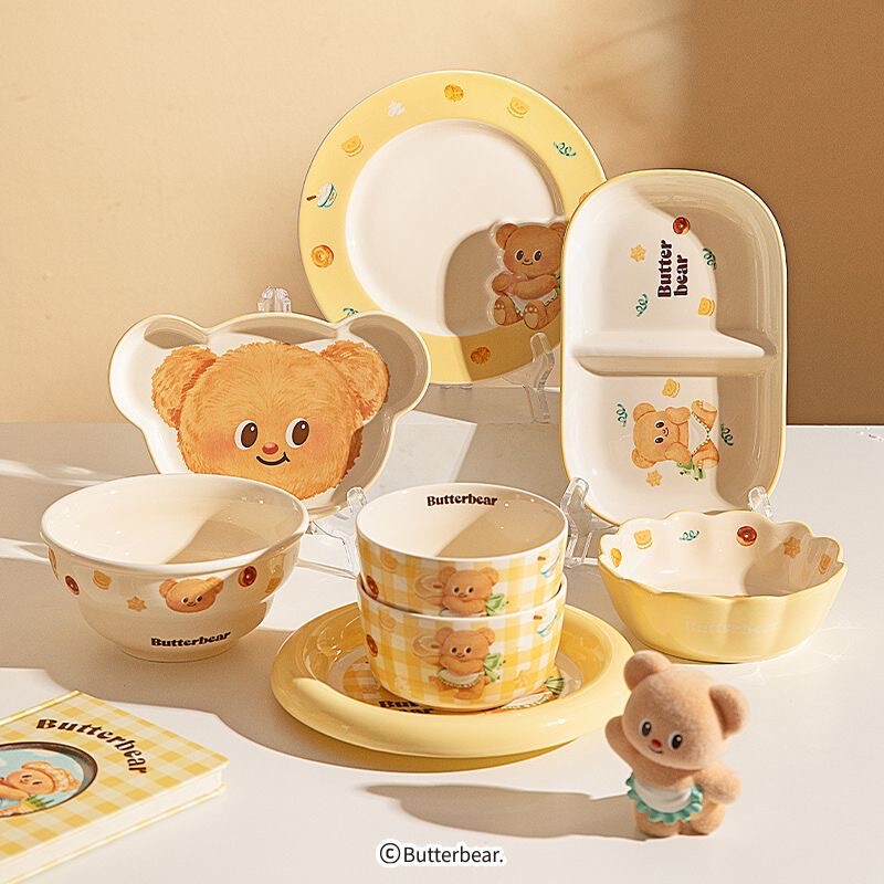 [Modern Housewife & Butter Bear] Underglaze Color Tableware Set Dishes Household Bowlware Gift Box Birthday Gift