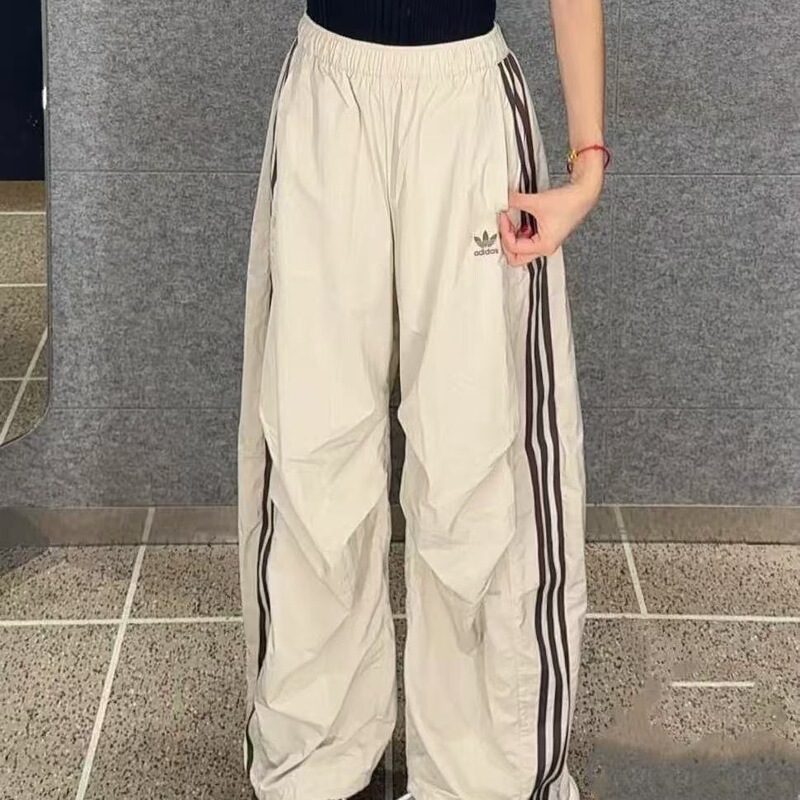 Summer Three-Stripe Casual Pants for Men and Women, New Wide-Leg Pants, Loose and Breathable Paratrooper Pants, Casual Long Pants with Three Stripes