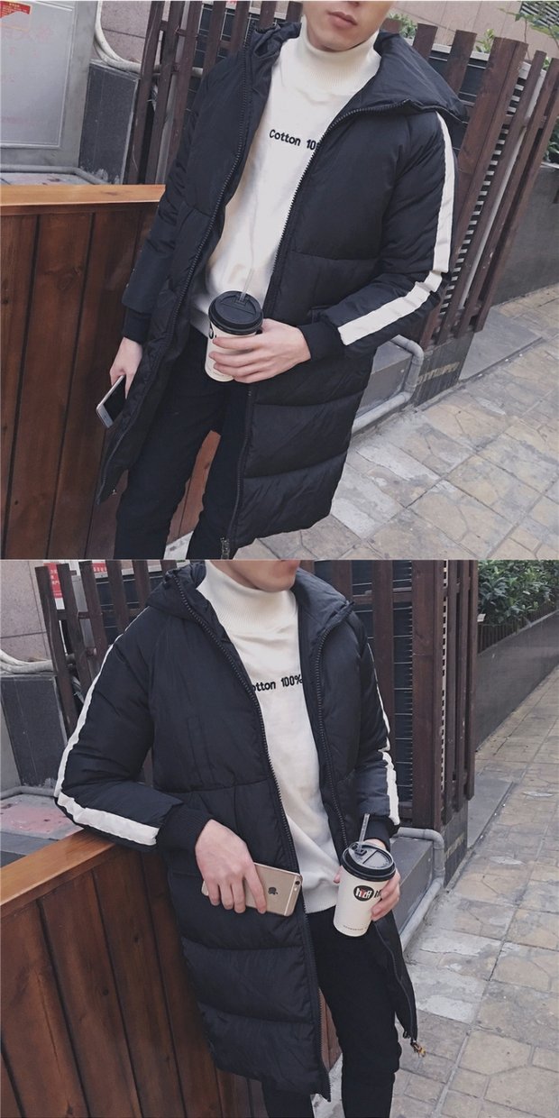 Áo khoác cotton mới mùa đông Phiên bản Hàn Quốc của áo khoác nam dài trùm đầu dày áo khoác cotton ấm áp đôi áo khoác áo khoác lông cừu