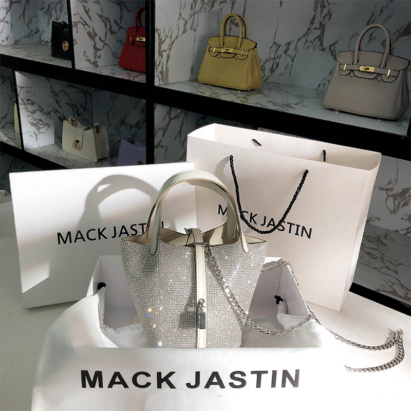 Hong Kong Rhinestones bling bucket bag women 2020 new fashion internet celebrity high-grade dish basket handbag chain bag