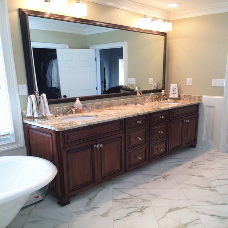 American Oak Bathroom Cabinet Combination Marble Double Basin Wash Basin Bathroom Counter Basin Cabinet Floor-Standing Wash Basin Cabinet