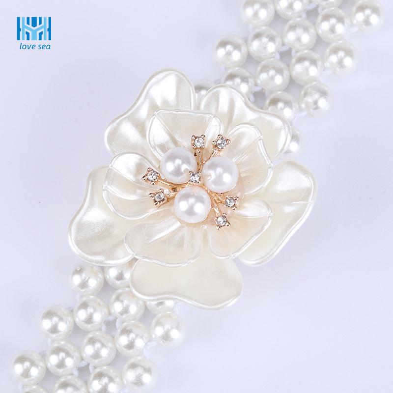 Pearl belt Women's decorative elastic waist cover Korean version of wild fashion with skirt Sweater skirt girdle white waist chain