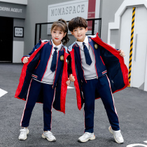 Kindergarten yuan fu spring and autumn three-piece British class uniform primary and middle school students in warm cold winter uniform cotton-padded jacket thickening