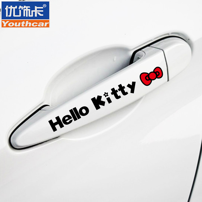 Uber card kittyHello butterfly knot cute car door to stick the handle car with cartoon car stickers