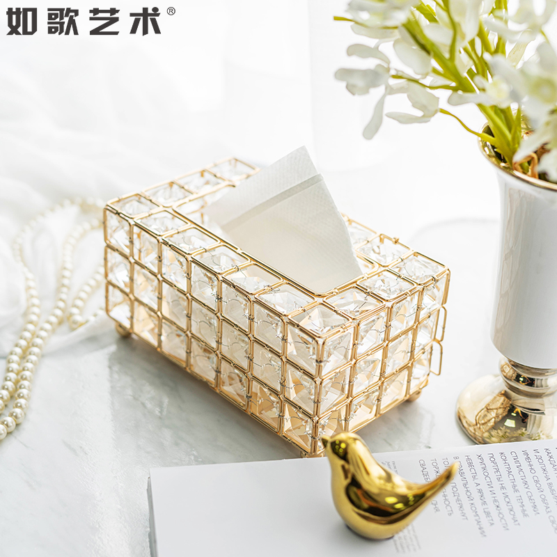 Net Red Nordic living room light luxury crystal tissue box Household creative simple napkin removable toilet paper storage box Toilet