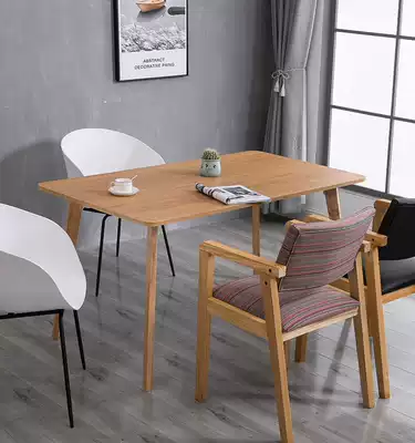 Fanchen Nordic solid wood feet modern simple dining table rectangular home dining room small family dining table negotiation table