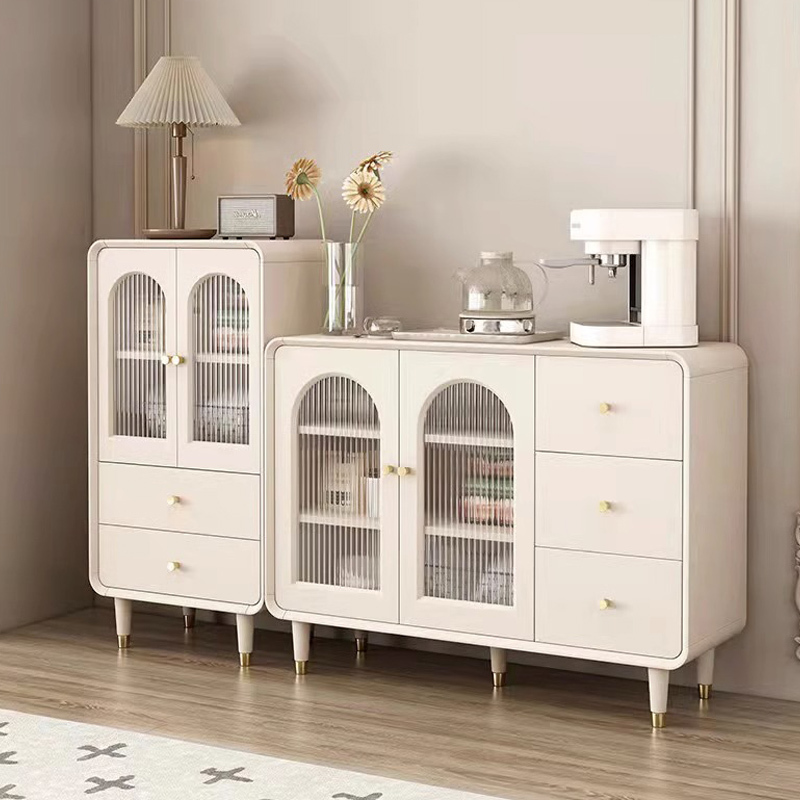 Cream-Style Sideboard Modern Minimalist White Kitchen Cabinet Storage Cabinet Home Living Room Side Cabinet Storage Cabinet