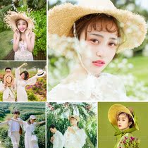 Korean new wedding photography props location travel fashion photo theme props men and women sunshade hat straw hat