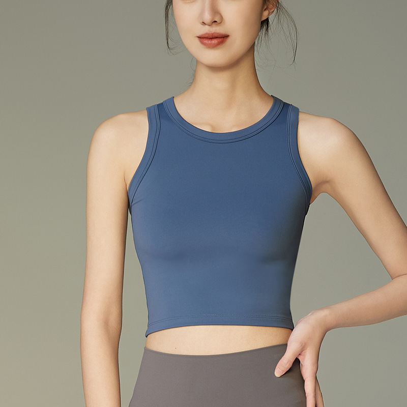 Summer New Yoga Clothes for Women, Marathon Sleeveless Racer Tight-Fitting Fitness Tops, Running Quick-Drying Sports Vests