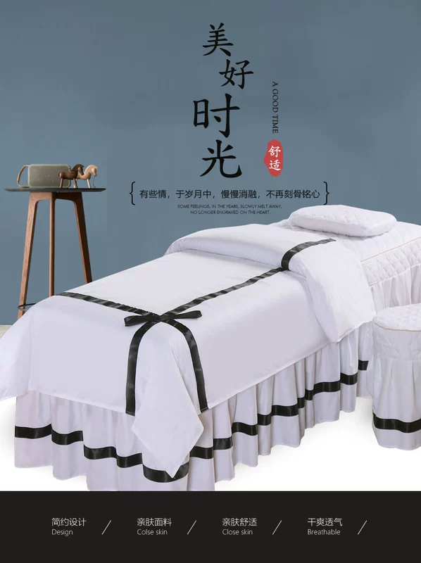 Beauty bed cover bốn bộ thẩm mỹ viện trắng