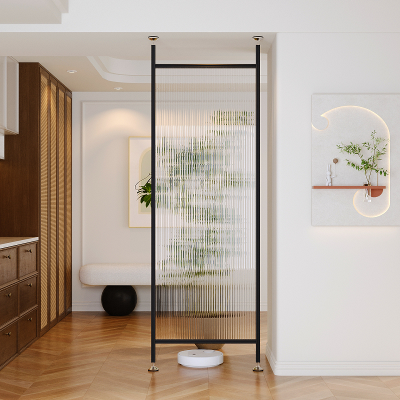Aluminum Profile Floor-To-Ceiling No-Drill Entrance Hall Long Rainbow Glass Partition Living Room Bathroom Screen Decorative Shelf Aluminum Profile Floor-To-Ceiling No-Drill Entrance Hall Long Rainbow Glass Partition Living Room Bathroom Screen Decorative Shelf