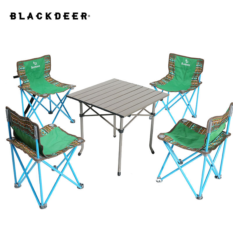 Black deer outdoor portable table and chair set self-driving tour camping car folding light courtyard barbecue picnic table