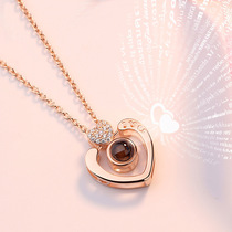 s925 sterling silver projection necklace female Korean version of choker silver ornaments inlaid cross chain gem spot