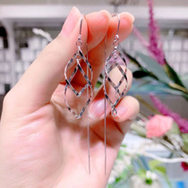 Sterling Silver Wave earrings female European and American niche design short tassel earrings temperament Net red anti-loss ear wire to send girlfriend