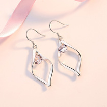s925 sterling silver Korean advanced temperament earrings simple long flexible zircon earrings first jewelry