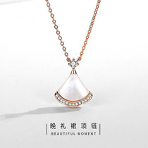 Small skirt necklace 925 sterling silver fan-shaped choker female Net red with ins cold fritillary pendant silver jewelry