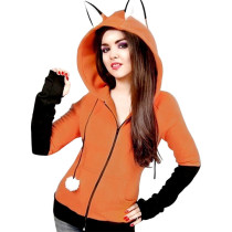 Rabbit ear long sleeve collage with hat thickened necropolis adorable animal coat large yard spot girl clothes