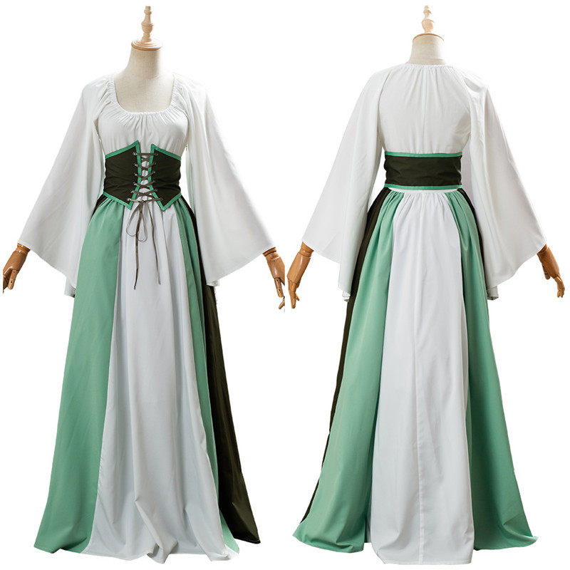 Halloween cos medieval Renaissance Trabass flying sleeve drawstring waist seal high waist swing skirt COS costume
