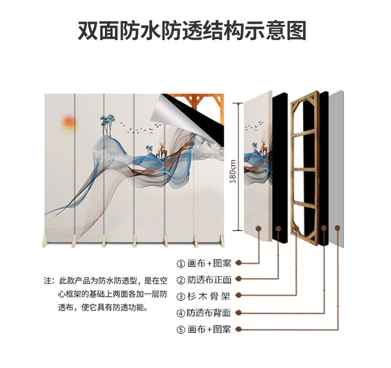 ширма 简易屏风隔断墙板自装办公室可移动折叠简约饭店客厅遮挡活动折屏 Other
