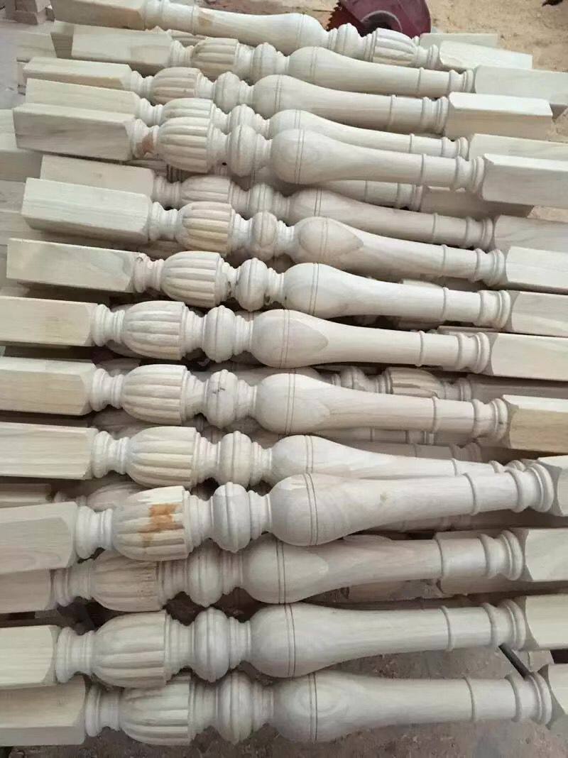 Thai rubber wood small column large column white stubble other gold cup pull hook No. 36 solid wood stair column armrest guard rail
