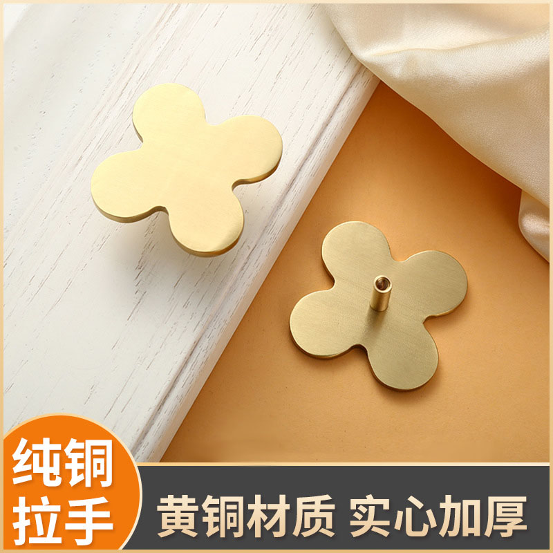 New Chinese plum single hole cabinet door All copper handle bedroom home wardrobe window brass gold drawer handle