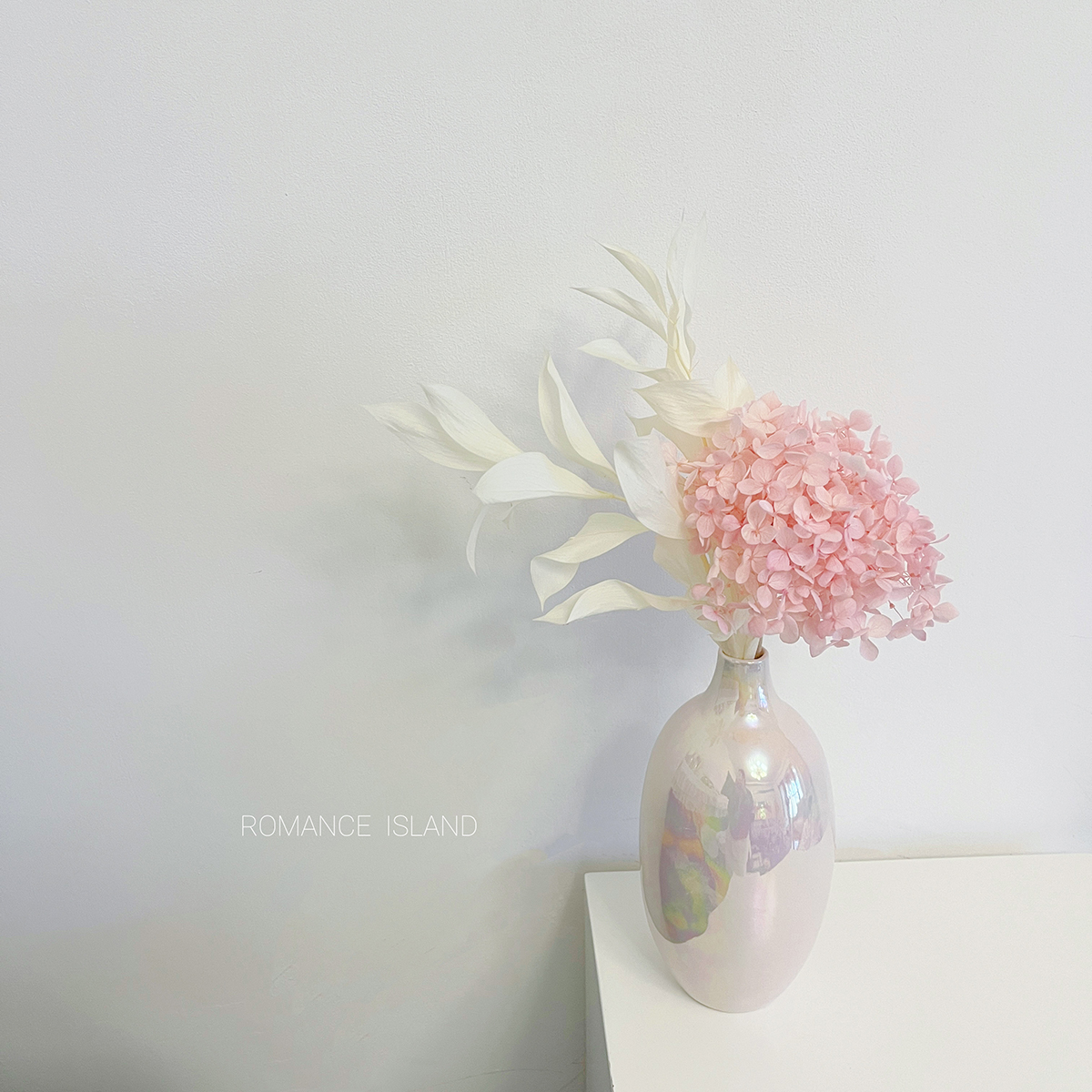 Diffuse Island Gentle Pink Embroidered Ball Dry Flower White Orange Leaf Pearlescent Ceramic Vase Home Direct Sowing Room Decoration Pendulum-Taobao