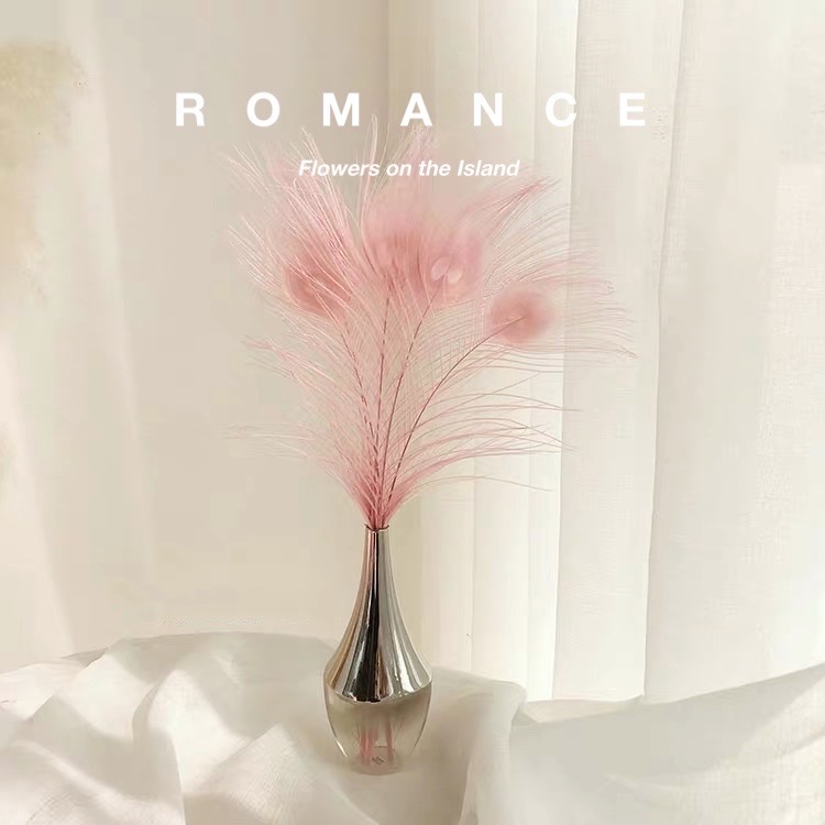 Comic Island Proud Teenage Girl Pink Peacock Feathers Nordic vase Bedroom decoration