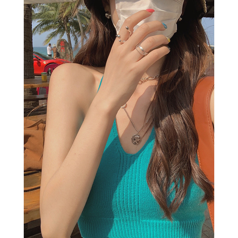 Hanging neck camisole vest women 2021 summer new hot girl Net red fried street ins wear beauty back short coat women