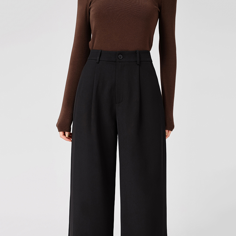 Black Suit Pants for Women 2026 New Spring and Autumn Drapey Casual High-Waisted Versatile Straight Loose Wide-Leg Pants