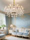 French-Style Light Luxury Duplex Living Room Crystal Chandelier, High-Ceiling Staircase Long Chandelier, European-Style Luxury Villa Lobby Light