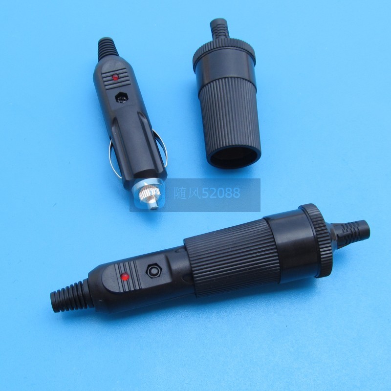 Car-mounted cigarette lighter male head car cigarette lighter plug socket 12V fetch electric extension cord making connector