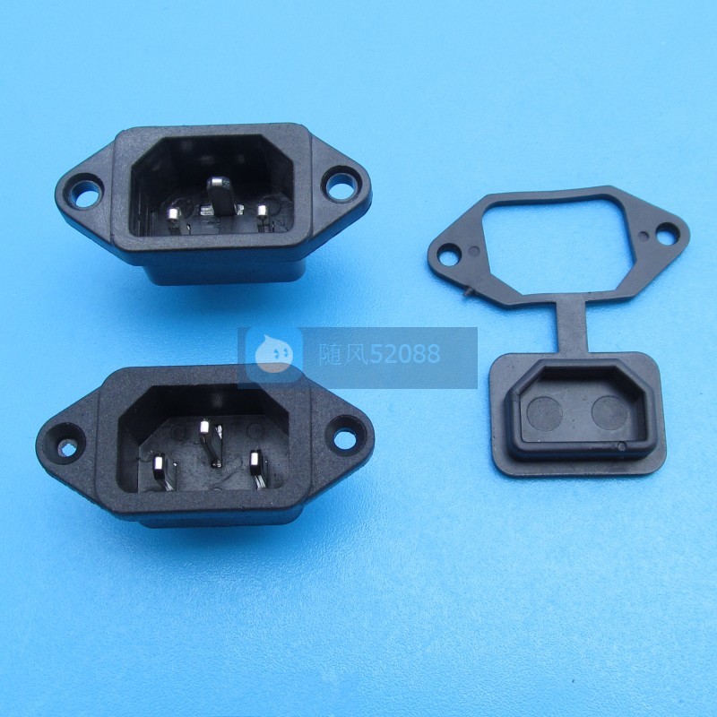 Electric vehicle charging socket with cover, charging head connection seat, 3 vertical, 1 horizontal and 2 vertical, rubber cover for the character seat