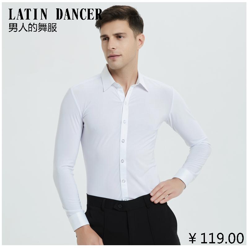 Dazzling Men's Latin Dance Suit Morden Dance National Mark Dance Performance Serve Social Dance Dress Rehearswear Long Sleeve Shirt