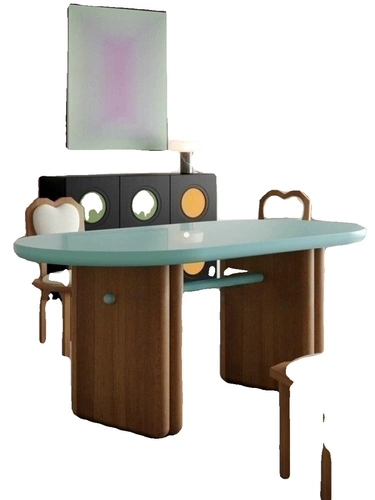 Скандинавский средневековый обеденный стол из массива дерева, овальный, кремовый, для маленькой квартиры, роспись, французский дизайнер, креативный приемный стол и стулья