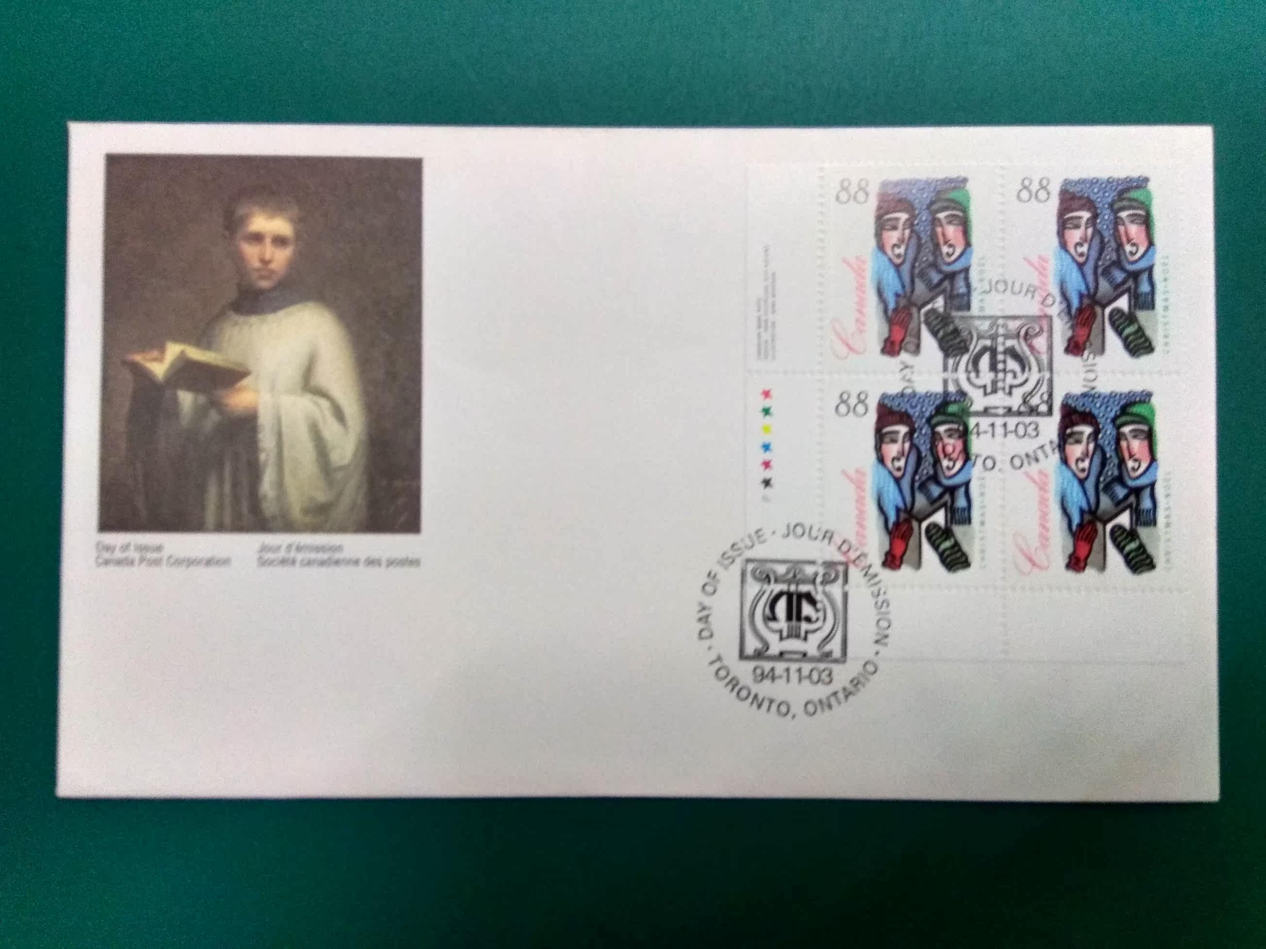 Canada 1994 Christmas stamps First Day Covers (a little yellow at the bottom)