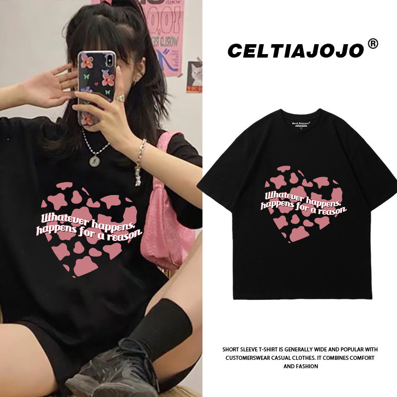 Otters-Royce outlets2022 new ultra-fire loose 100 lap pure cotton port wind Korean version short sleeve T-shirt blouses