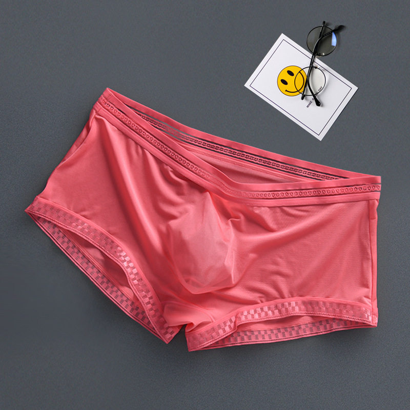 Summer new 3D - charged convex glass flat pants a slice pack ultra - thin transparent sexy speedy dry men's underwear
