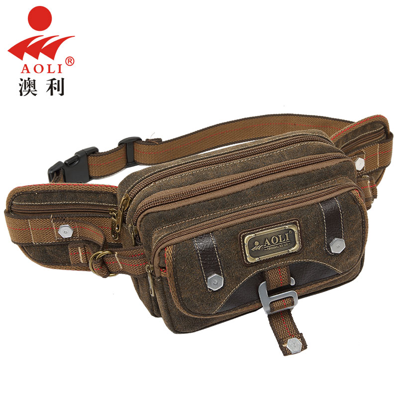 New multifunctional men's purse strings Men's bag Canvas Mobile Phone Bag Single Shoulder Bag Sloped Satchel Outdoor Chest Bag Men's Pocket