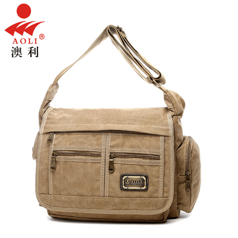 New men's shoulder bag canvas men's bag fashion casual cross-body bag Korean version of the large shoulder bag Korean version of the trend backpack