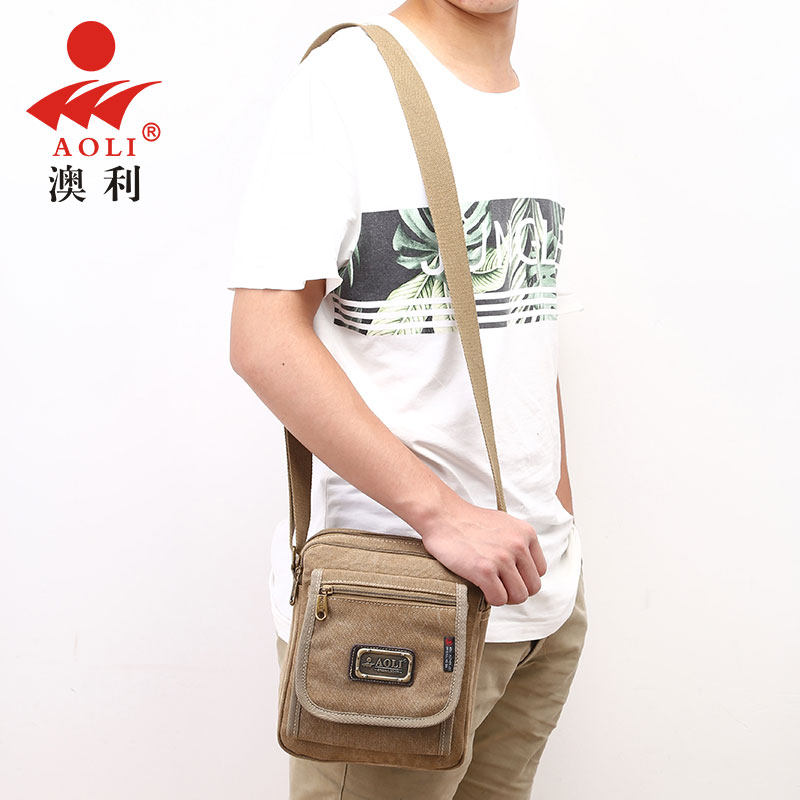 Men's bag Single shoulder bag Male Canvas Slanted Satchel Bag for small bag Han version Tidal Business Casual Outdoor Inclined Cross-to-Shoulder Bag