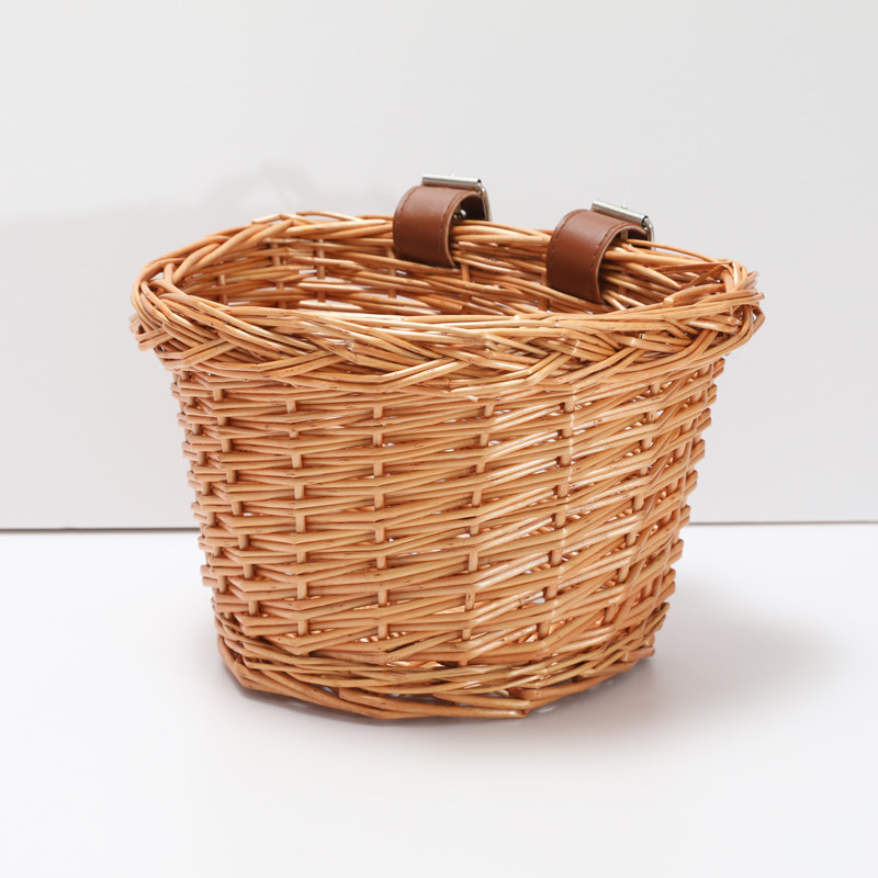 Kei Doll Children's Bicycle Wooden Woven Rattan Retro Log Color Car Basket Basket