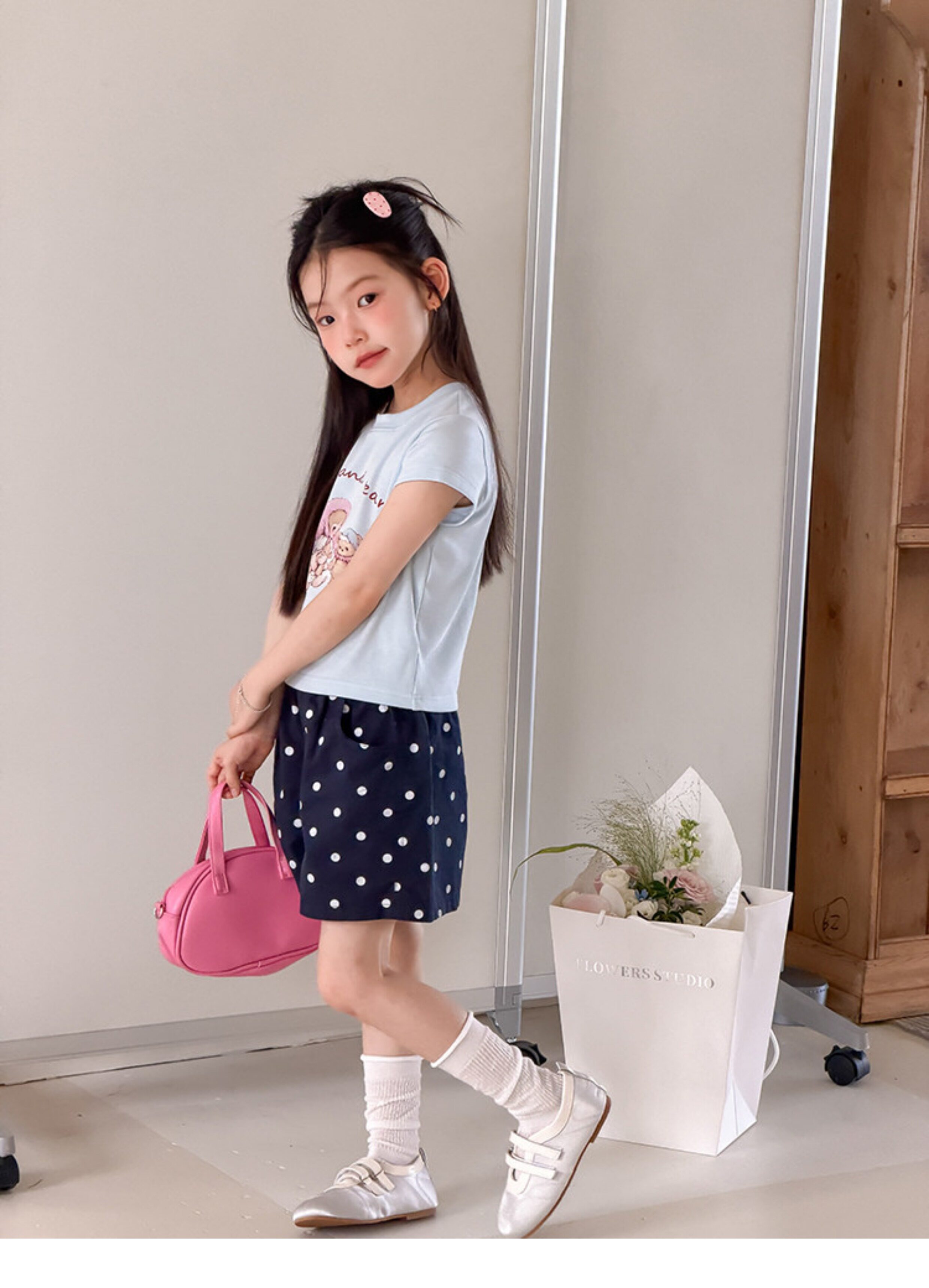 儿童夏季莱赛尔氨纶冰感甜辣风修身短款T恤女童卡通印花短袖上衣 — 39