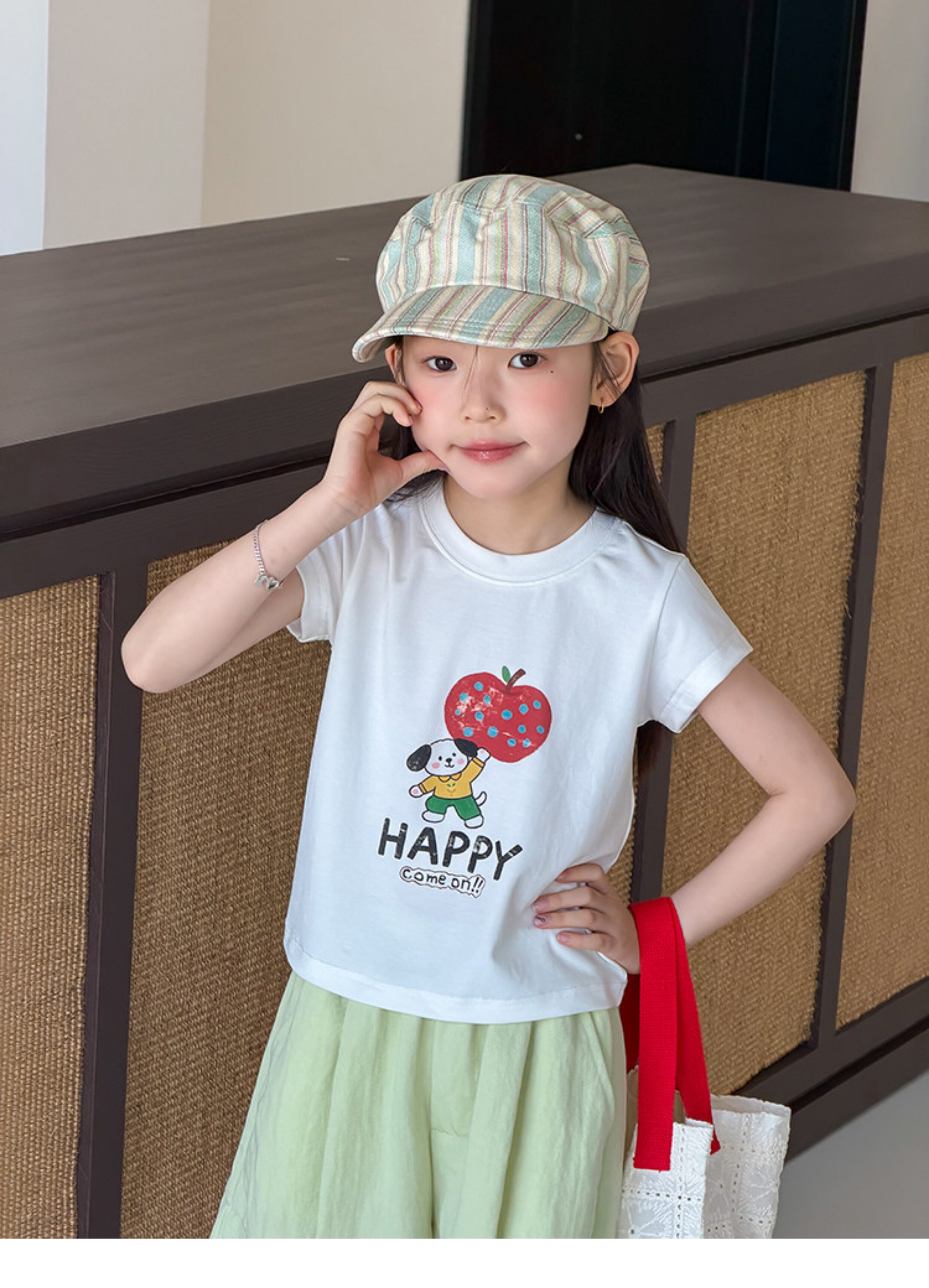 儿童夏季莱赛尔氨纶冰感甜辣风修身短款T恤女童卡通印花短袖上衣 — 13